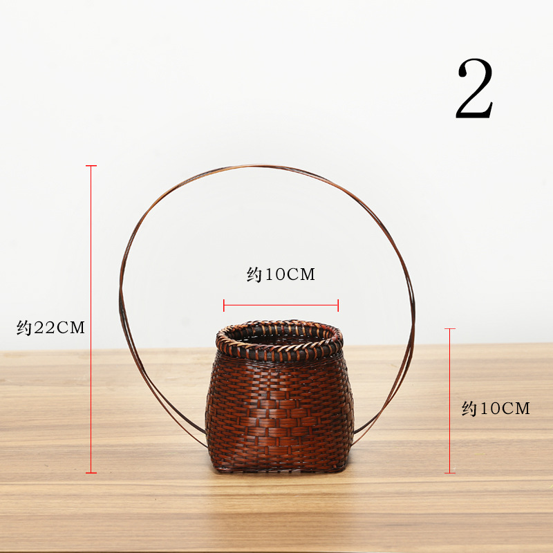 Cesta de flores de mano de bambú cesta de flores secas cesta de almacenamiento tejida artesanal ratán sala de estar decoración flor fábrica al por mayor
