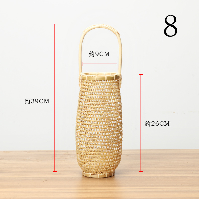 Cesta de flores de mano de bambú cesta de flores secas cesta de almacenamiento tejida artesanal ratán sala de estar decoración flor fábrica al por mayor