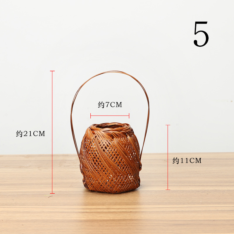 Cesta de flores de mano de bambú cesta de flores secas cesta de almacenamiento tejida artesanal ratán sala de estar decoración flor fábrica al por mayor
