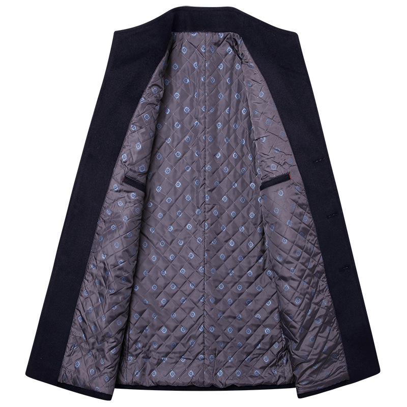 Abrigo de lana para hombre otoño e invierno abrigo de hombre de mediana edad soporte de solapa abrigo de lana casual de negocios abrigo de papá