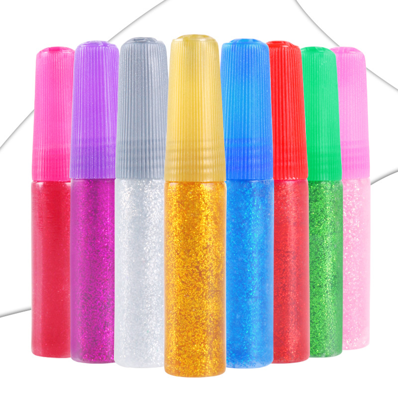 Children's painting glitter glue 6ml gold powder glitter glue greeting card crafts 3D gold powder colored glue paint gold powder glue