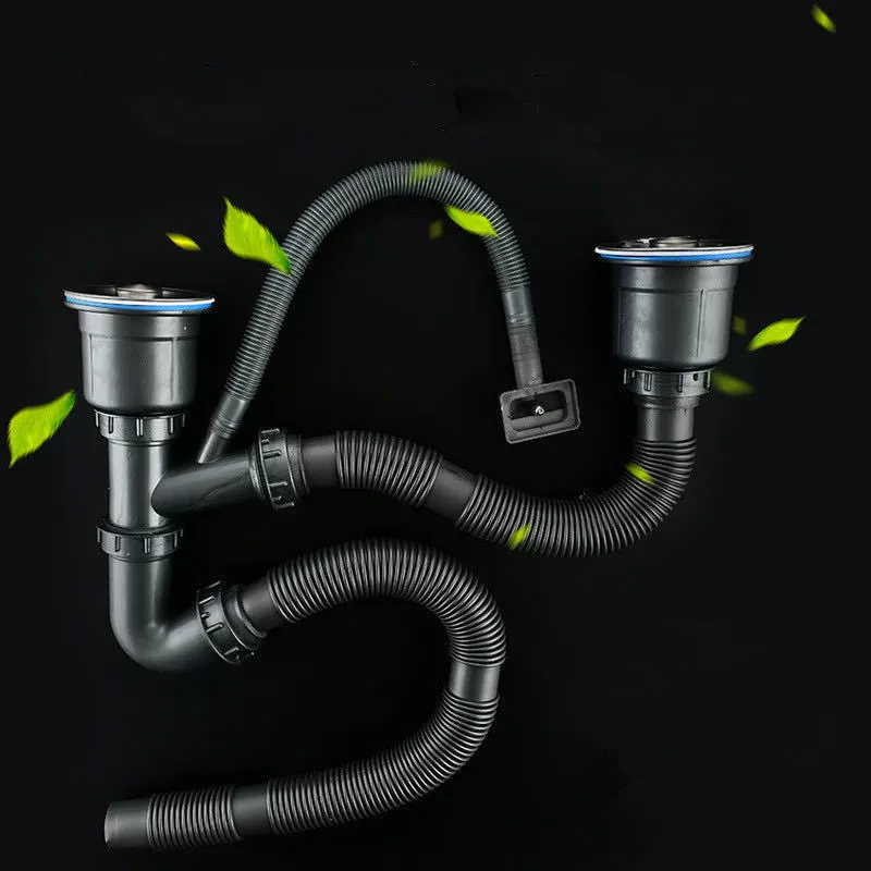 Антиблокирующий быстрый дренаж, встроенный двухщелевой кухонная раковина, канализация, выдвижной пластиковый гальванический дезодорант, канализация