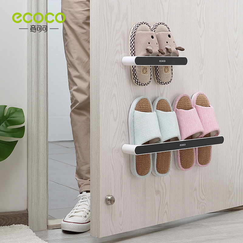 Cuarto de baño Zapatilla de baño sin golpes zapatillas de baño montadas en la pared estante de almacenamiento detrás de la puerta zapatos de almacenamiento artefacto Zapatero