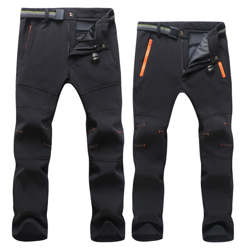 Thickened assault pants for men, fleece slim fit, autumn and winter large size windproof soft shell ski outdoor mountaineering trousers for women cross-border