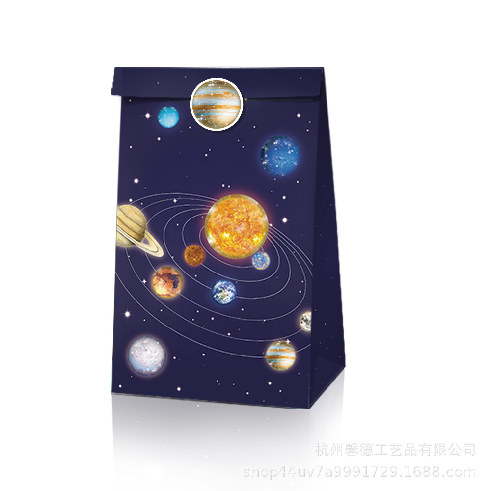 LB008 Amazon deseo cielo estrellado espacio planeta fiesta bolsa de asas fiesta de cumpleaños bolsa de dulces bolsa de papel de regalo