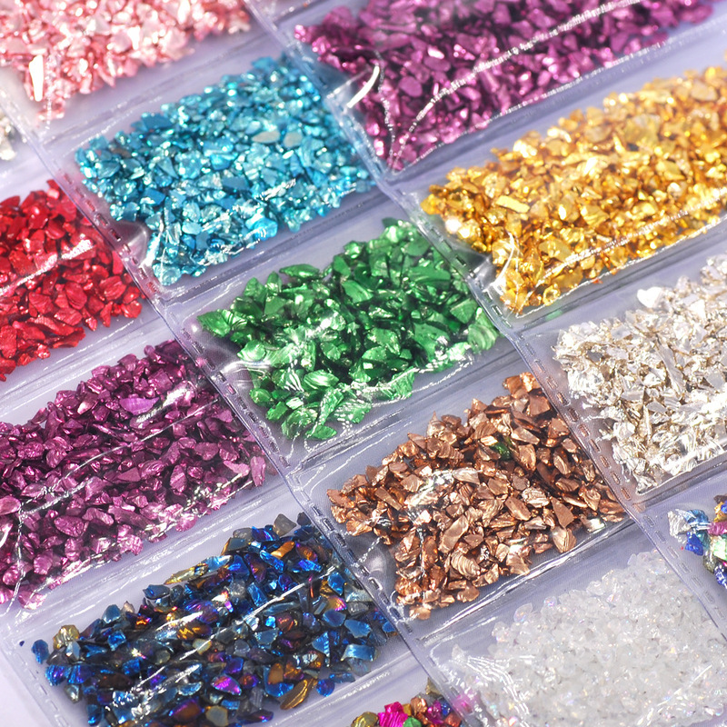 Cross-border Hot Selling ebay Nail Art Products Diamond Glass Fragment Jewelry Gold and Silver Broken Glass Nail Gravel
