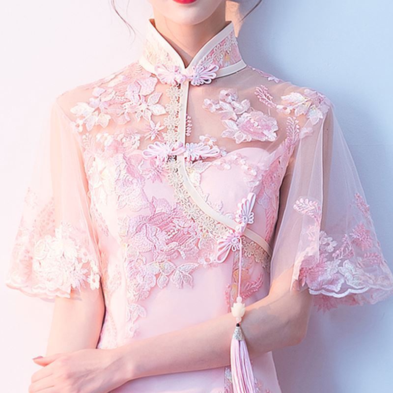 Casual Lace Modified Cheongsam for Young Girls, New Style Dress, Spring Fresh Short Sexy Chinese Style