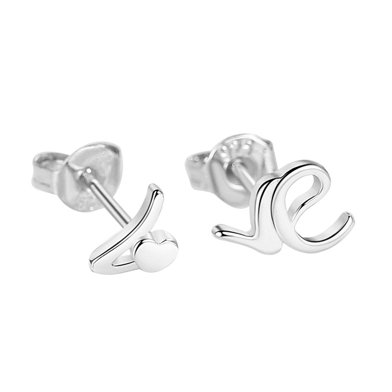 S925 plata esterlina amor pendientes encantadores para las mujeres Corea del Sur Internet celebridad pendientes elegantes pendientes simples nicho del todo-Partido pendientes