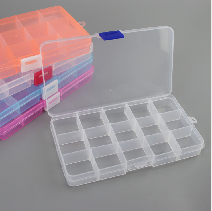15-grid transparent plastic removable jewelry multi-Grid classification component parts finishing makeup storage storage storage box 15-grid transparent plastic removable jewelry multi-Grid classification component parts finishing makeup storage storage storage box