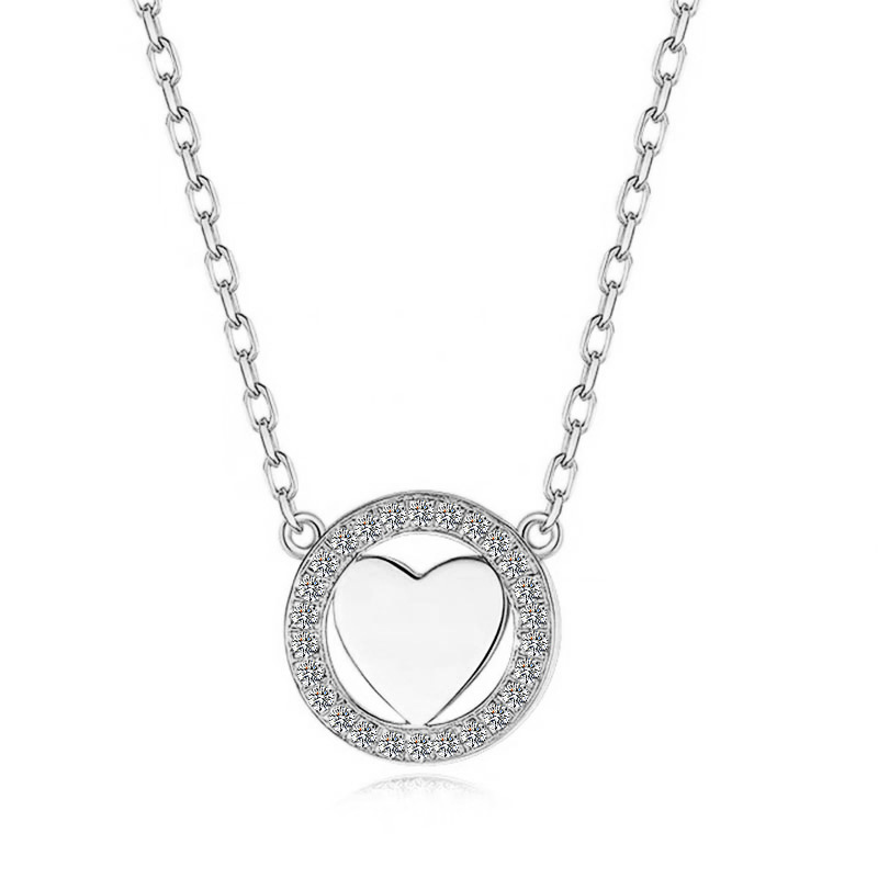 S925 plata esterlina océano corazón collar redondo amor estilo japonés y coreano ins estilo coreano simple joyería de plata al por mayor