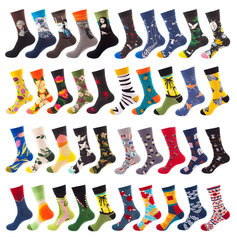 Moxi calcetines de comercio exterior para hombres Otoño e Invierno calcetines de algodón de media pantorrilla europeos y americanos de moda callejera calcetines transfronterizos de mujer logotipo impreso