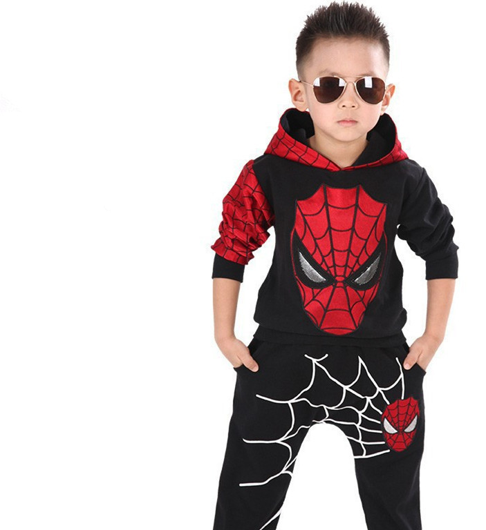 Comercio exterior europeo y americano explosión de los niños traje 2023 primavera y otoño versión coreana del muchacho Spiderman suéter HOODIE niños traje