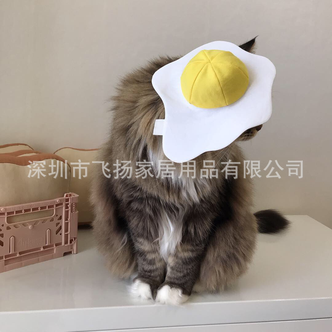 可爱荷包蛋宠物猫咪狗狗帽子猫咪假发帽子宠物节日装扮帽子COS