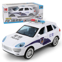 Children's Electric Swivel Toy Car with Sound and Light Effects, Door Opening Simulation Police Car Model Toy for Boys