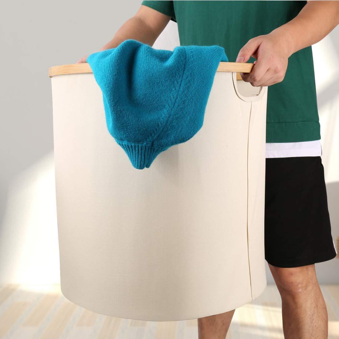 Round Bamboo Laundry Basket 72 Liters Large Capacity Foldableable Dirty Clothes Basket with Satchel Laundry Basket Dirty Clothes Basket Laundry Basket