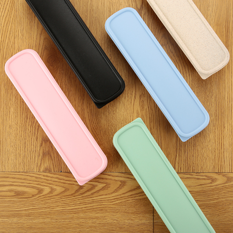 Wheat Straw Tableware Storage Box, Portable Travel Spoon and Chopstick Packaging Box, Integrated Dust-Proof Cutlery Box