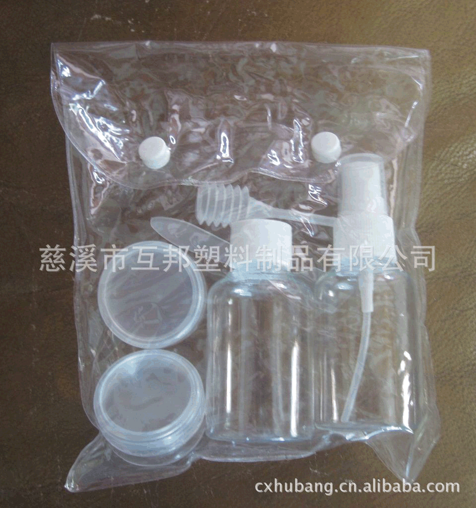 大量供应便携7件式旅行套装 pet瓶化妆瓶分装瓶