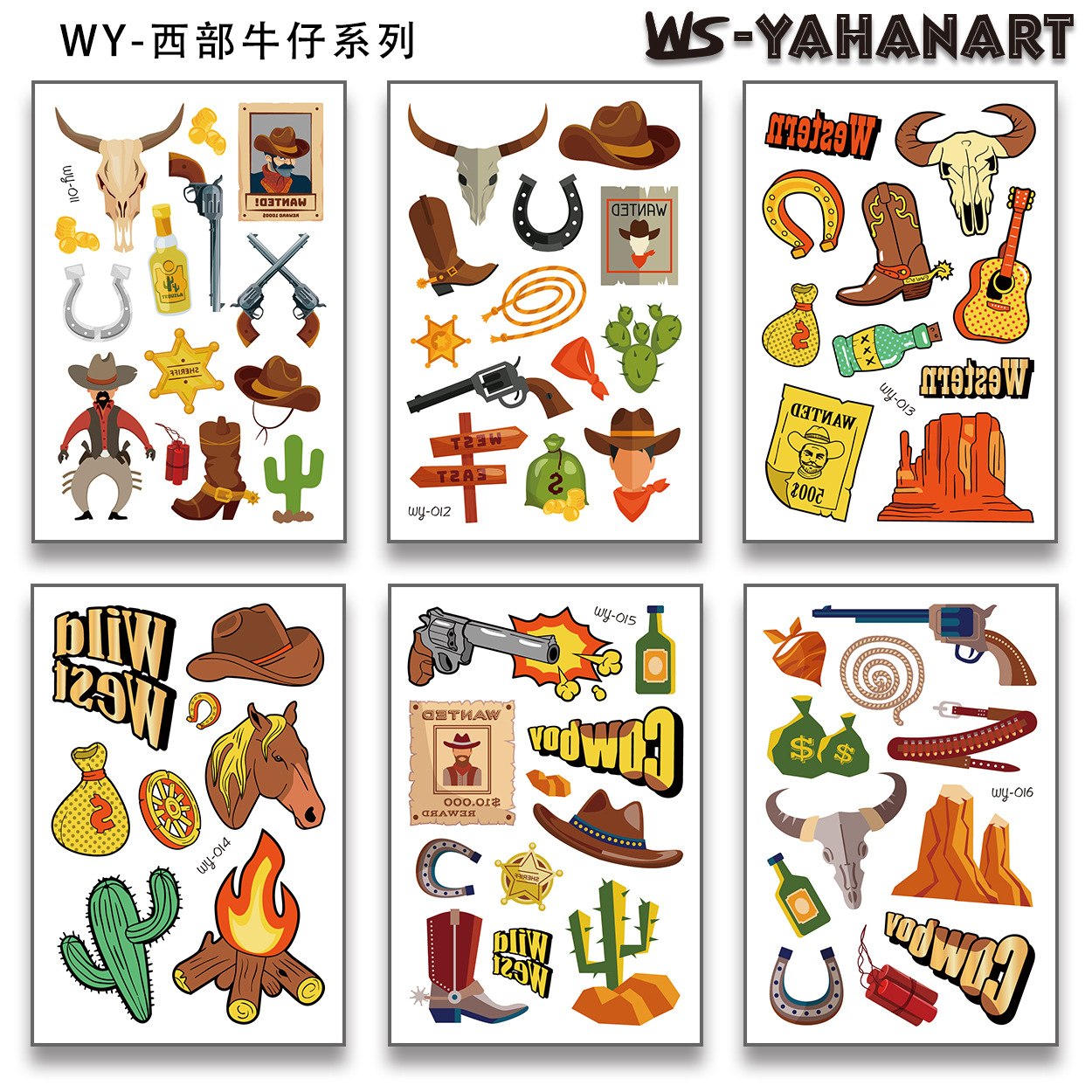Tatuajes Temporales de Cowboy para Niños de Papel de Transferencia al Agua