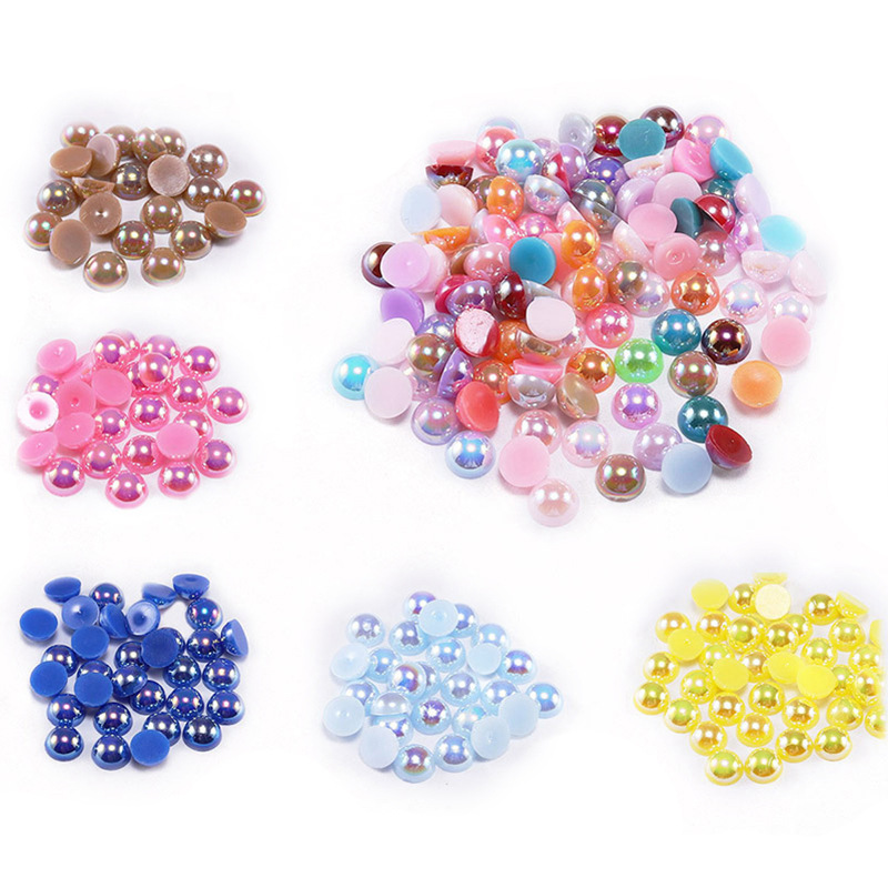 Half circle flat bottom AB color ABS imitation pearl acrylic resin half face pearl diy mobile phone nail art Half circle flat bottom AB color ABS imitation pearl acrylic resin half face pearl diy mobile phone nail art