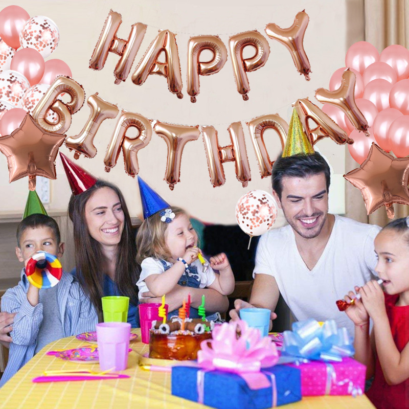 Globo de cumpleaños happybirthday globo de película de aluminio lote de decoración de fiesta de cumpleaños globo de combinación de letras de 16 pulgadas