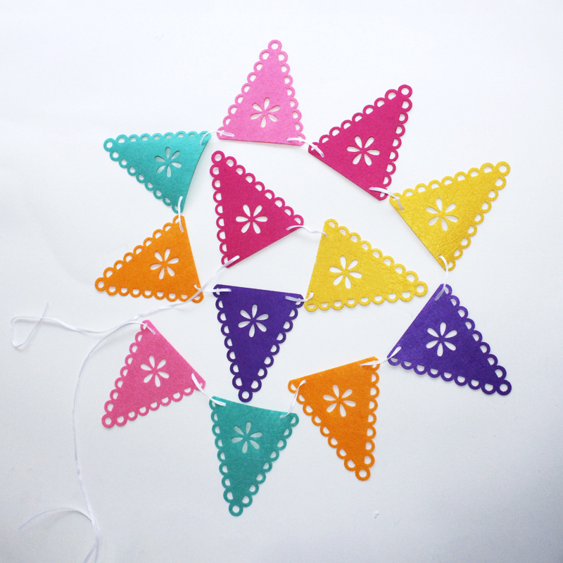 Bandera de tirón mexicana piñata fiesta temática Bandera de tirón fieltro Día de la bandera muerta colorido cuadrado hueco tirar flor