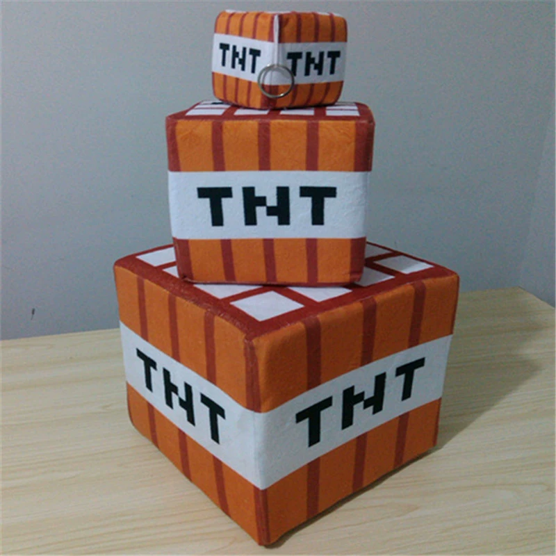 Плюшевые подушки-блоки Minecraft (Minecraft) TNT и пиксельный куб, разные дизайны, высоты 10/20/40 см