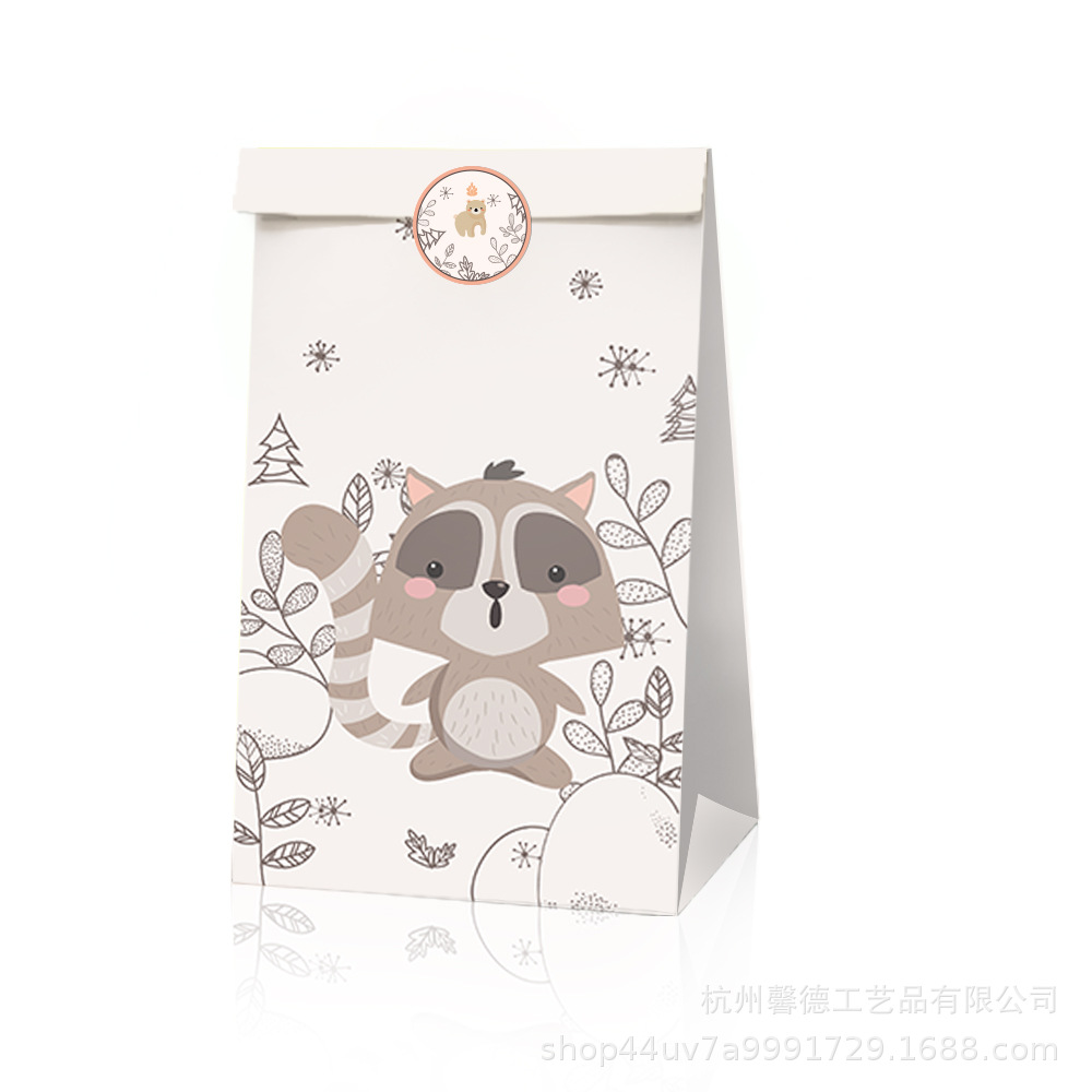 Bolsa de papel fresco LB006 bosque animal Fox fiesta bolsa de asas fiesta de cumpleaños bolsa de dulces bolsa de papel de regalo