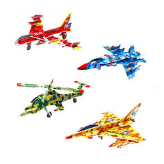 兒童益智早教科教玩具戰鬥機3D立體拼圖手工製作飛機模型四款拼圖