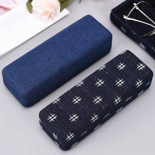 e88 brushed fabric retro myopia glasses case customizable pressure-resistant portable simple flip glasses box