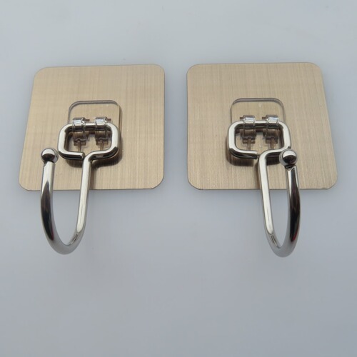 Highlighted brushed silver-gray large curved hook invisible transparent stainless steel large hooks without drilling