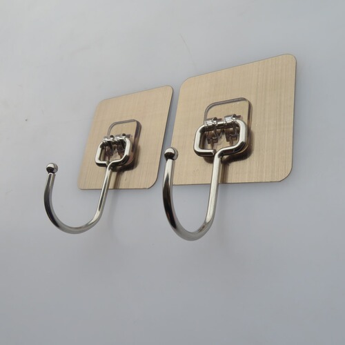 Highlighted brushed silver-gray large curved hook invisible transparent stainless steel large hooks without drilling