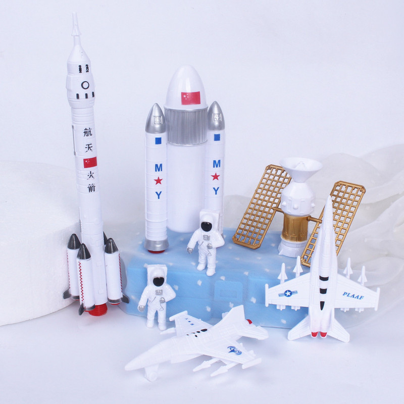 Space Expedition 7-piece rocket aircraft satellite aviation model decoration cake decoration model decoration