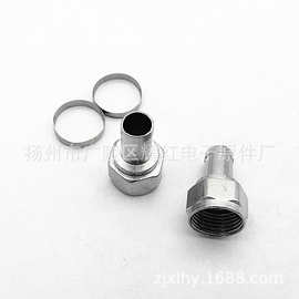 厂家直销英制F头-5锌合金F头电缆线接头卫星电视连接器铜环连线头