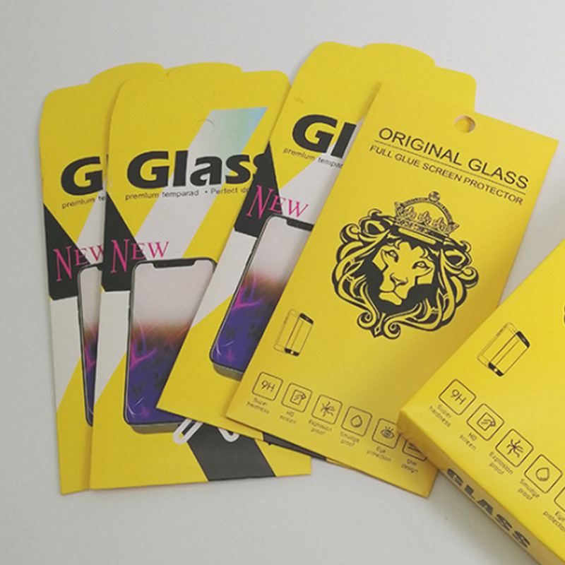 厂家批发十盒一钢化膜包装盒中性手机保护膜狮子头信封包装盒白卡