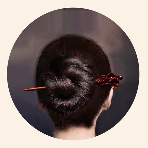 Small Zitan Wood Hairpin with Zitan Wood Hairpin, Chinese Style Wooden Hairpin for Updo, Classical Han Costume Accessory, Simple