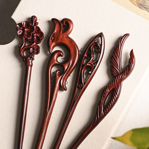 Small Zitan Wood Hairpin with Zitan Wood Hairpin, Chinese Style Wooden Hairpin for Updo, Classical Han Costume Accessory, Simple
