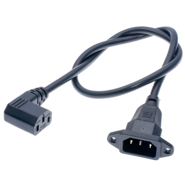 带耳朵品字公弯锄头品字尾C13电源线 C14带锁螺丝孔品字公连接线