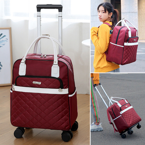 New trolley bag backpack, men's and women's boarding bag, folding travel bag, lightweight internet celebrity luggage bag