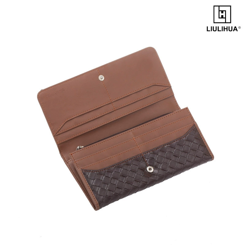 Polyurethane small clutch bag, woven wallet with zipper, custom-made