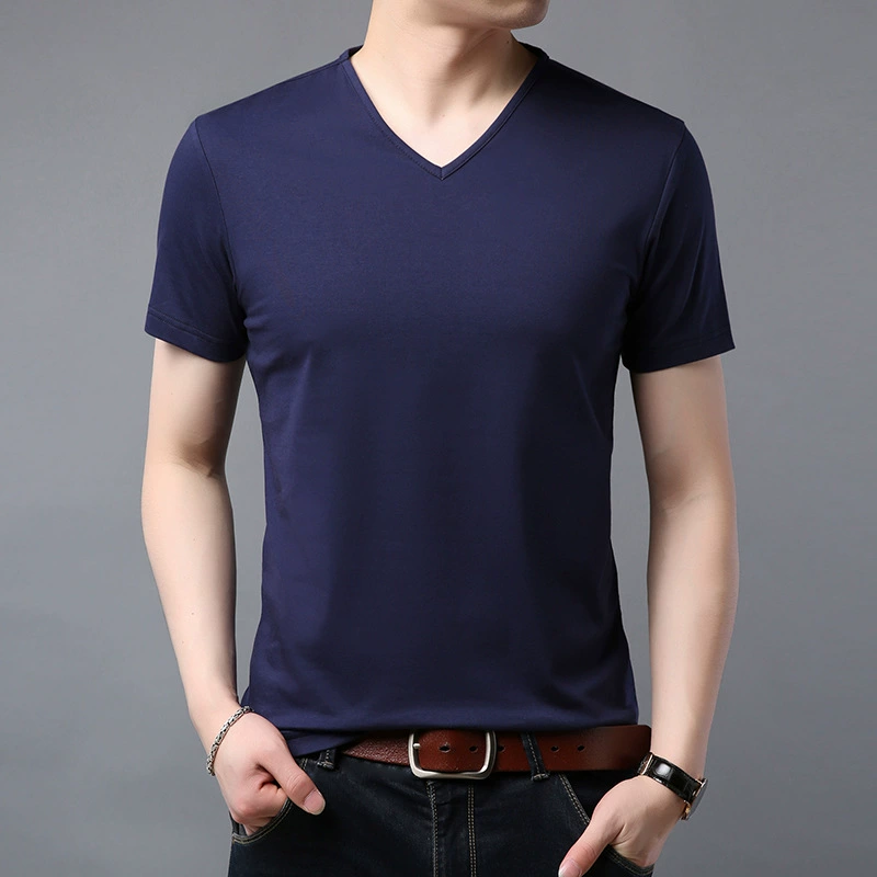 Тонкая удобная футболка с кратким рукавом и круглым воротом для отдыха, slim fit