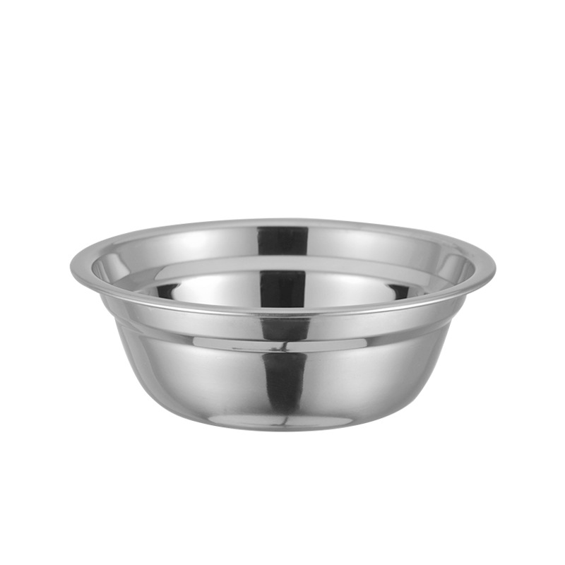 Fabricante mayorista de cuencos de acero inoxidable para uso doméstico, cuencos para mezclar ensaladas de estilo europeo, cuencos multiusos, cuencos de cocina para sopa de pared gruesa.