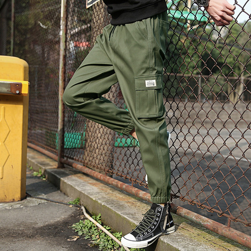 Men's Pants Spring and Autumn Trend Men's Clothing Thin Plain Ankle Pants Streetwear Work Pants Men's Casual Sports Nine-Foot Pants