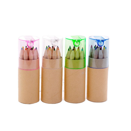 Mini tube colored pencils logo printing student painting pens learning stationery supplies children's gifts wholesale