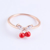 Small sophisticated zirconium, ring, strawberry, jewelry, South Korea