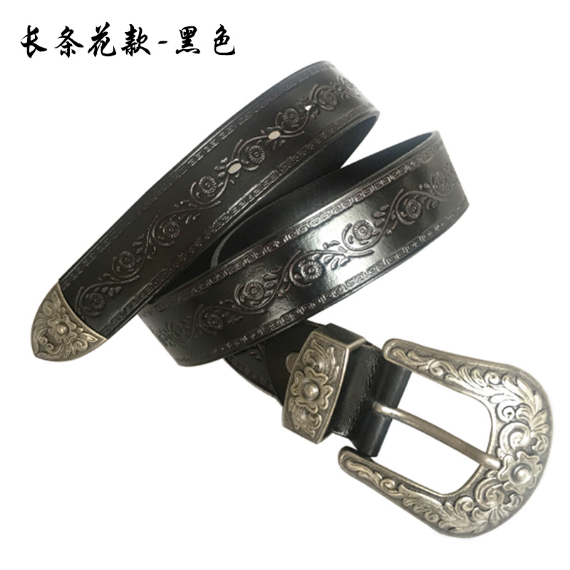 Estilo Mongol de los hombres en relieve cinturón curtido vegetal primera capa de piel de vaca neutral estilo étnico cinturón personalizado tallado cinturón de moda