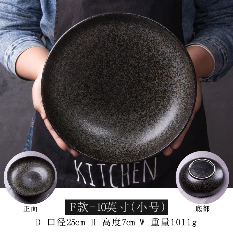 Gran cubertería de cerámica plato de cena occidental redondo plato hondo