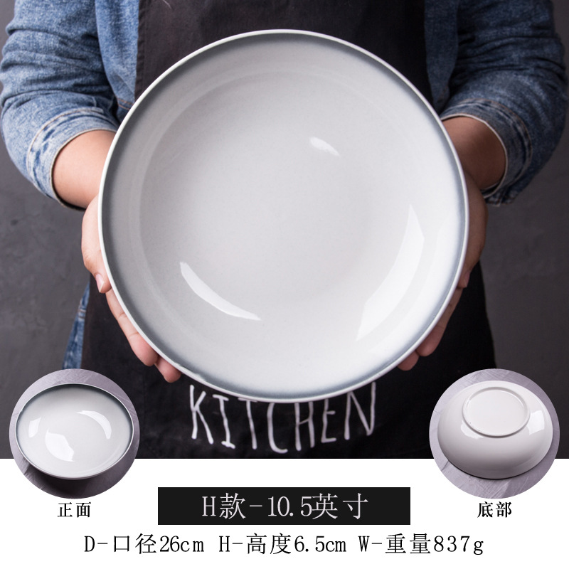 Gran cubertería de cerámica plato de cena occidental redondo plato hondo