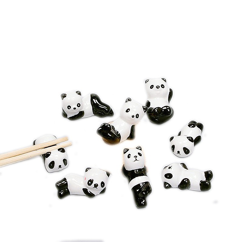 Creativo de dibujos animados de cerámica palillos titular lindo tesoro nacional Panda palillos almohada animal decoración sala de estudio pequeño objeto titular de la pluma