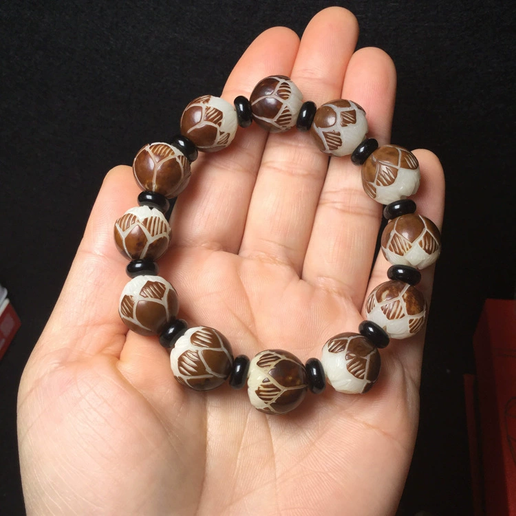 Будхи бусины четки, carved bracelet, агатовые бусины, 15 мм