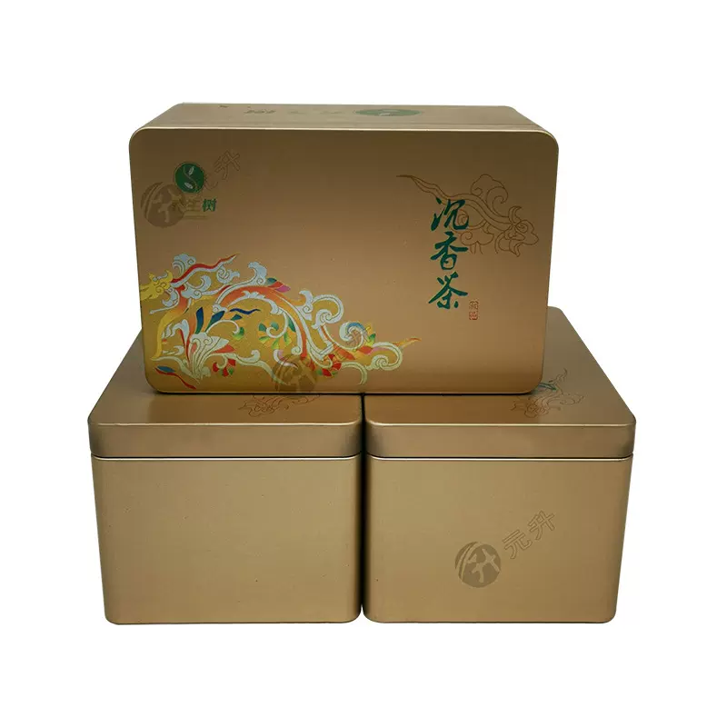 厂家金色坚果马口铁盒长方形小号100g袋装茶叶包装即溶咖啡盒子